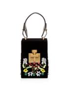 Oscar De La Renta Alibi Floral-embellished Velvet Top Handle Box Bag