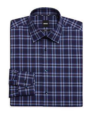 Boss Hank Cotton Blend Plaid Slim Fit Dress Shirt