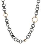 David Yurman Sterling Silver & 18k Yellow Gold Stax Black & Gold Round Link Necklace, 36