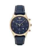 Emporio Armani 3-hand Croc-embossed Leather Strap Watch, 43mm