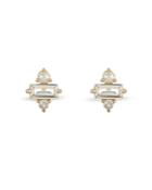 Apres Jewelry 14k Yellow Gold Petite Paris White Topaz & Freshwater Pearl Stud Earrings