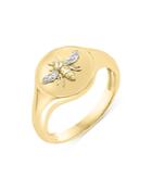 Bloomingdale's Diamond Bee Signet Ring In 14k Yellow Gold, 0.02 Ct. T.w. - 100% Exclusive