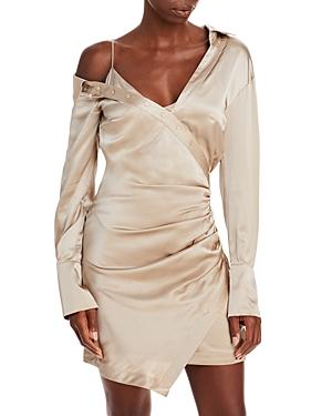 Nicholas Eliana Ruched Silk Layered Look Shirt Dress