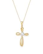 Bloomingdale's Cultured Freshwater Pearl Cross Pendant Necklace In 14k Yellow Gold, 17 - 100% Exclusive