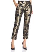 Donna Karan New York Metallic Floral Jacquard Crop Pants