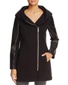 Calvin Klein Hooded Faux Leather Trim Jacket