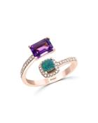 Bloomingdale's Amethyst, Blue Opal & Diamond Ring In 14k Rose Gold - 100% Exclusive