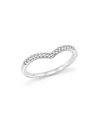 Diamond Micro Pave Stackable Chevron Band In 14k White Gold, .10 Ct. T.w.