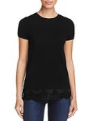 C By Bloomingdale's Lace-hem Short Sleeve Cashmere Sweater