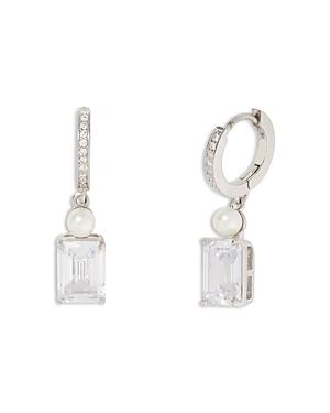 Kate Spade New York Bouquet Toss Cubic Zirconia & Imitation Pearl Charm Huggie Hoop Earrings In Silver Tone