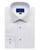 David Donahue Tattersall Check Trim Fit Dress Shirt