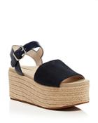 Kenneth Cole Women's Indra Suede & Patent Leather Platform Espadrille Wedge Sandals