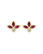 Bloomingdale's Ruby & Diamond Stud Earrings In 14k Yellow Gold - 100% Exclusive