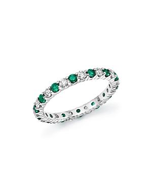 Diamond And Emerald Eternity Band In 14k White Gold