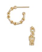 Baublebar Daisy Pave Link Hoop Earrings In 18k Gold Plated Sterling Silver