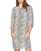 Equipment Aubrey Three Quarter Sleeve Printed Silk Shift Dress
