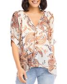 Karen Kane Plus Paisley Print Peasant Top