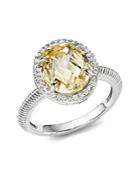 Judith Ripka Oval Pave Ring With White Sapphire And Canary Crystal