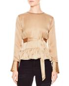Sandro Courtney Belted Silk Top