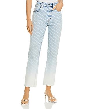 Alexanderwang.t High Rise Slim Leg Logo Jeans In Pebble Beach