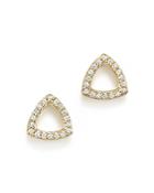 Diamond Triangle Stud Earrings In 14k Yellow Gold, .20 Ct. T.w.
