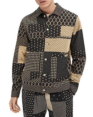 Scotch & Soda Cotton & Linen Patchwork Printed Regular Fit Trucker Jacket