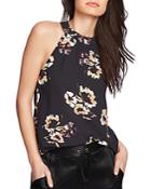 1.state High-neck Floral-print Blouse