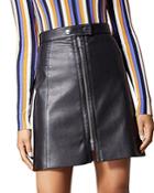Karen Millen Faux Leather Zip-front Mini Skirt
