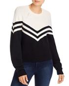 Milly Varsity Chevron Wool Sweater