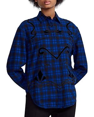 Maje Cebel Embroidered Plaid Love Button-down Shirt