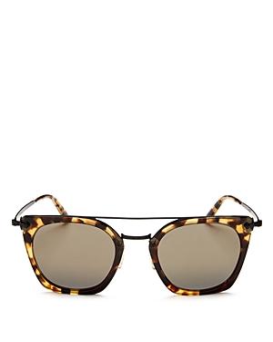 Oliver Peoples Dacette Brow Bar Mirrored Square Sunglasses, 50mm