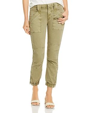 Frame Cropped Moto Jogger Jeans In Washed Aloe