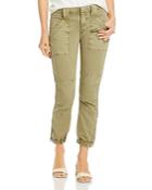 Frame Cropped Moto Jogger Jeans In Washed Aloe