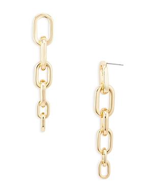 Aqua Oval Link Linear Drop Earrings In Gold Tone - 100% Exclusive