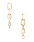 Aqua Oval Link Linear Drop Earrings In Gold Tone - 100% Exclusive