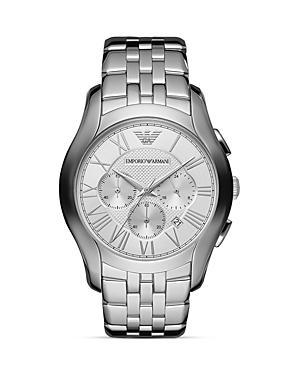Emporio Armani Valente Silver Tone Watch, 44.5mm