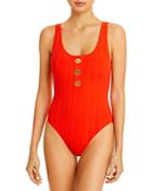 Solid & Striped The Annemarie Button One Piece Swimsuit