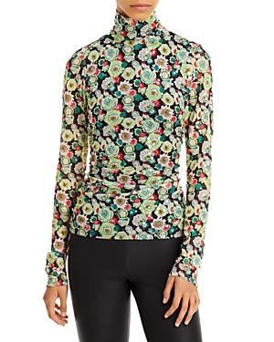 Cinq A Sept Floral Sequin Shirred Top