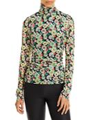 Cinq A Sept Floral Sequin Shirred Top