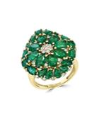 Bloomingdale's Emerald & Diamond Cluster Statement Ring In 14k Yellow Gold - 100% Exclusive