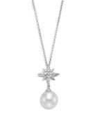Bloomingdale's Cultured Freshwater Pearl & Diamond Stella Pendant Necklace In 18k White Gold, 16-18 - 100% Exclusive