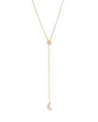 Zoe Chicco 14k Yellow Gold Midi Bitty Star & Moon Lariat Necklace, 28