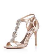 Badgley Mischka Leigh Embellished T Strap High Heel Sandals