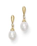 Cultured Freshwater Pearl Drop Earrings In 14k Yellow Gold