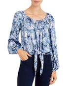 Karen Kane Tie Dyed Tie Front Peasant Top