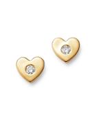 Bloomingdale's Diamond Heart Stud Earrings In 14k Yellow Gold - 100% Exclusive