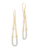 John Hardy Bamboo 18k Gold And Diamond French Wire Earrings