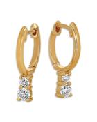 Moon & Meadow 14k Yellow Gold Diamond Dangle Huggie Hoop Earrings
