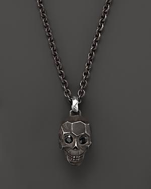 John Hardy Men's Classic Chain Silver Skull Enhancer On Chain Necklace With Black Sapphire
