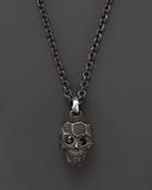John Hardy Men's Classic Chain Silver Skull Enhancer On Chain Necklace With Black Sapphire